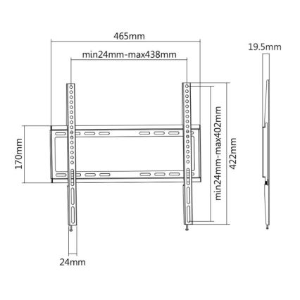 MK FLORIA MKF-20DF447 - Fast vægbeslag til TV 65 sort