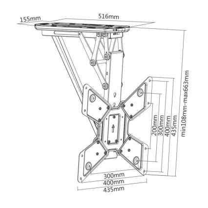 MK FLORIA MKF-20DM444 - Smart loft holder til TV 55" sort Wi-Fi TUYA + fjernbetjening