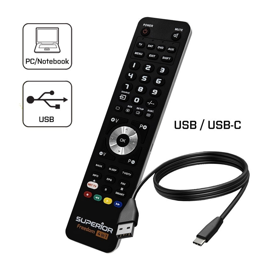 MK FLORIA Superior FREEDOM 04.01.2001 USB - Fjernbetjening 4-i-1 USB 2xAAA