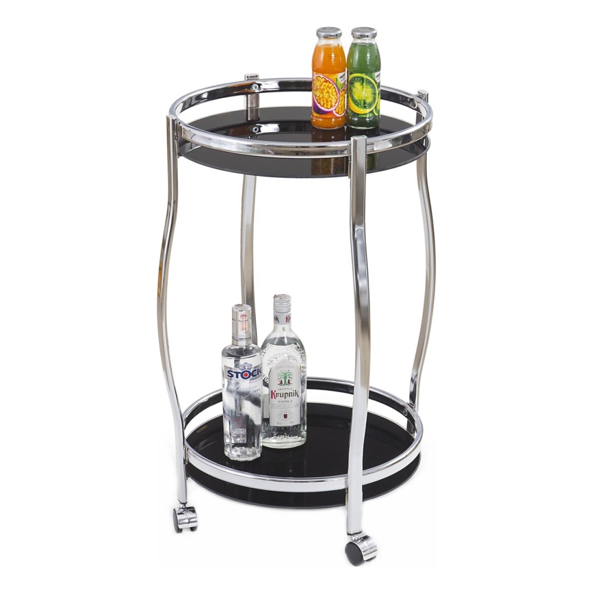 Mobilt barbord BAR 71x42 cm skinnende krom/sort