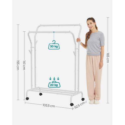 Mobilt fritstående garderobestativ LINEA hvid