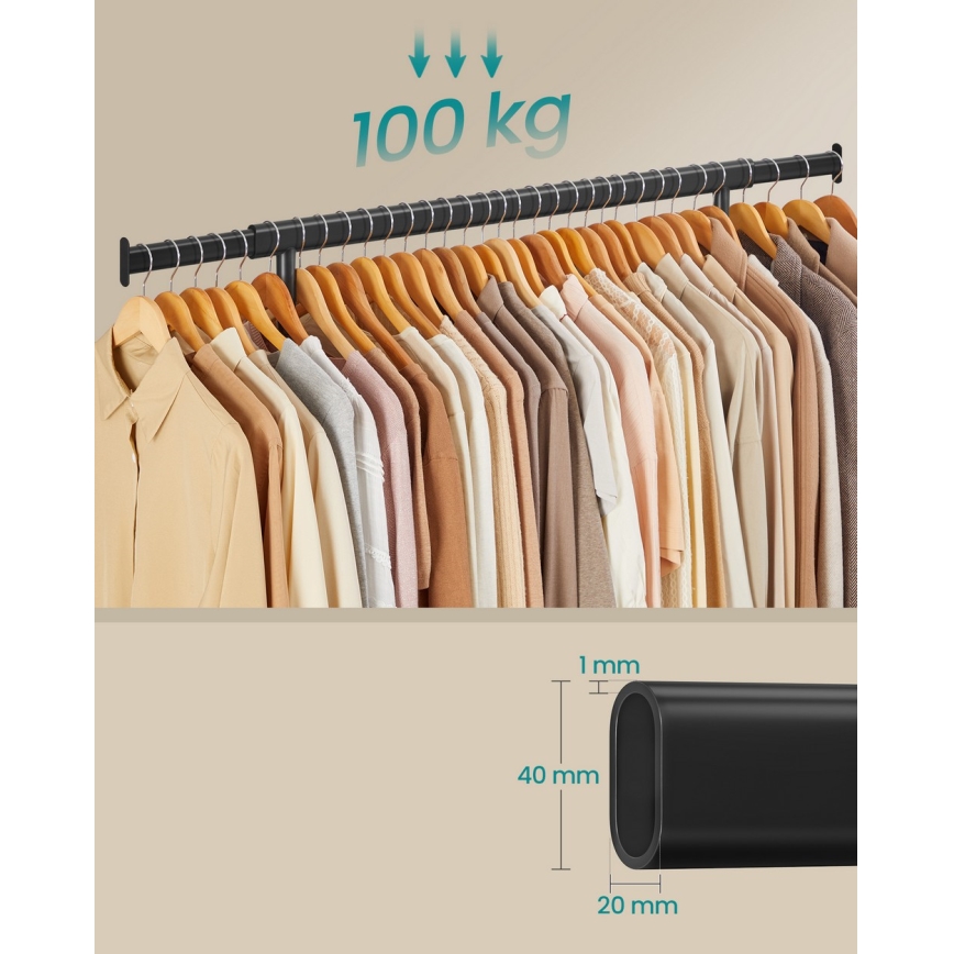 Mobilt fritstående tøjstativ LINEA, sort