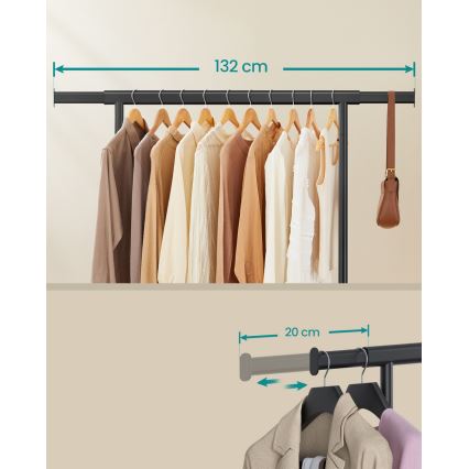 Mobilt fritstående tøjstativ LINEA, sort