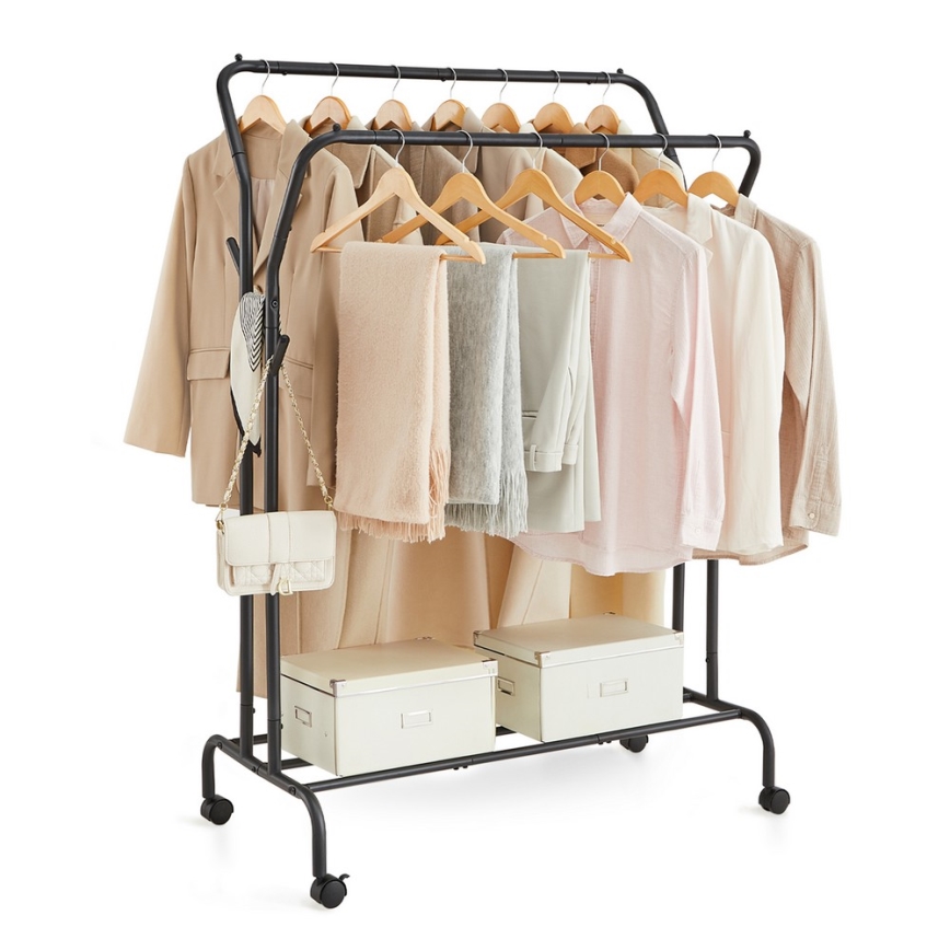 Mobilt fritstående tøjstativ LINEA, sort