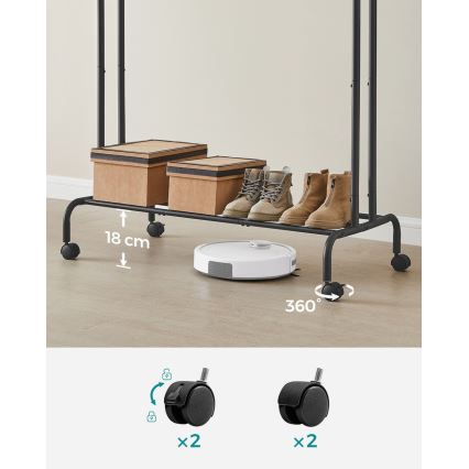 Mobilt fritstående tøjstativ LINEA, sort