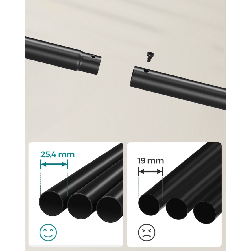 Mobilt fritstående tøjstativ LINEA, sort