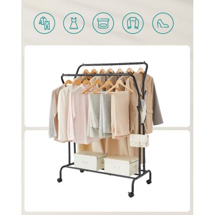 Mobilt fritstående tøjstativ LINEA, sort