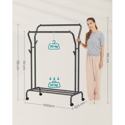 Mobilt fritstående tøjstativ LINEA, sort