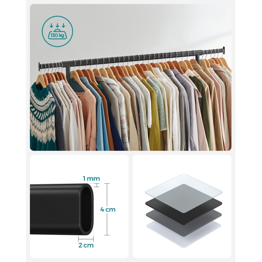 Mobilt fritstående tøjstativ LINEA, sort