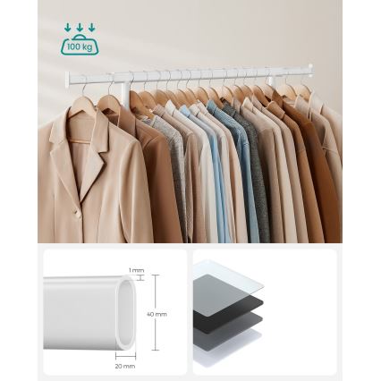Mobilt garderobestativ LINEA hvid