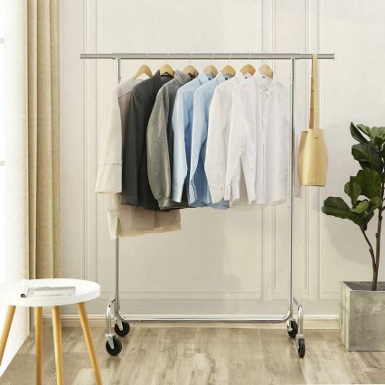 Mobilt gulvstående tøjstativ JEAN 110/150x160x45 cm sølv