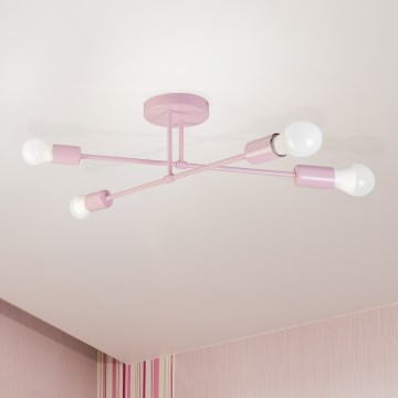 Monteret loftlampe CAMBRIDGE 4xE27/15W/230V rosa