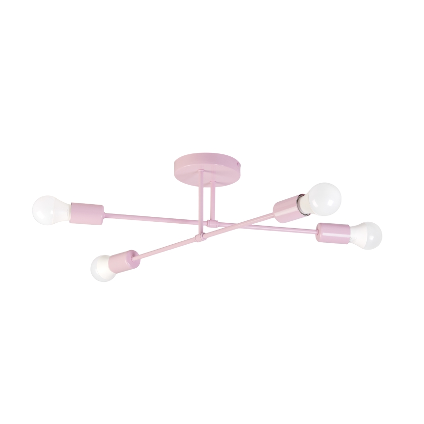 Monteret loftlampe CAMBRIDGE 4xE27/15W/230V rosa