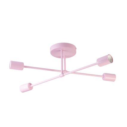 Monteret loftlampe CAMBRIDGE 4xE27/15W/230V rosa