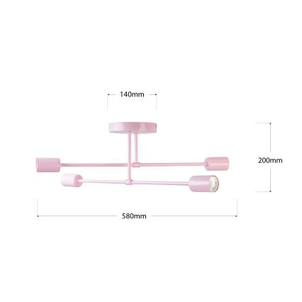 Monteret loftlampe CAMBRIDGE 4xE27/15W/230V rosa
