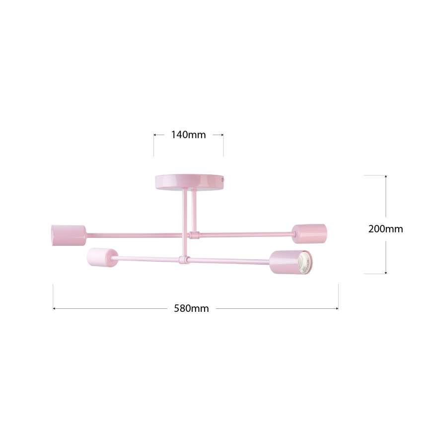 Monteret loftlampe CAMBRIDGE 4xE27/15W/230V rosa