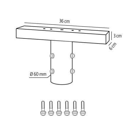 Monteringsbeslag til udendørsbelysning BASE, Ø 60 mm, sort