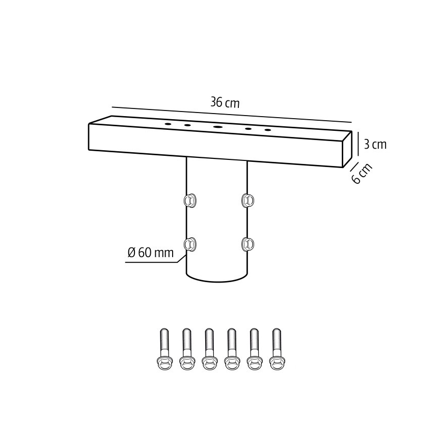 Monteringsbeslag til udendørsbelysning BASE, Ø 60 mm, sort
