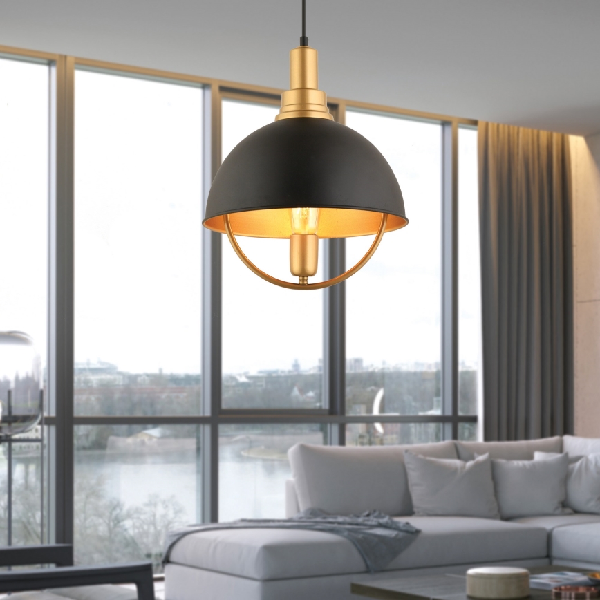 MONZA hængelampe 1xE27/40W/230V Ø 30 cm sort/guld