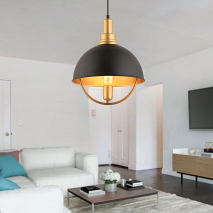 MONZA hængelampe 1xE27/40W/230V Ø 30 cm sort/guld