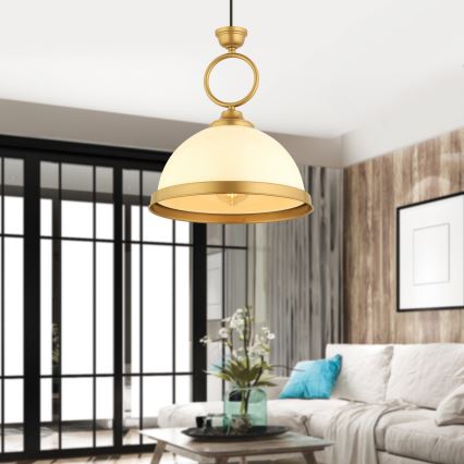 MONZA pendellampe 1xE27/40W/230V Ø 26 cm creme/bronze