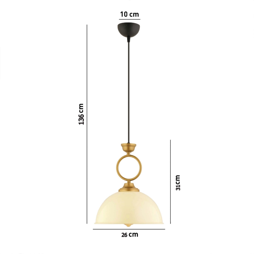 MONZA pendellampe 1xE27/40W/230V Ø 26 cm creme/bronze
