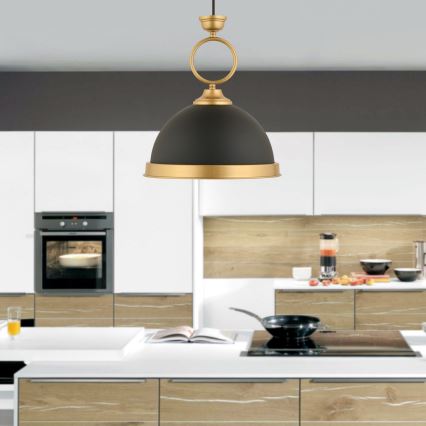 MONZA pendellampe 1xE27/40W/230V Ø 30 cm sort/bronze