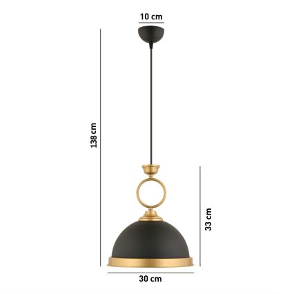 MONZA pendellampe 1xE27/40W/230V Ø 30 cm sort/bronze