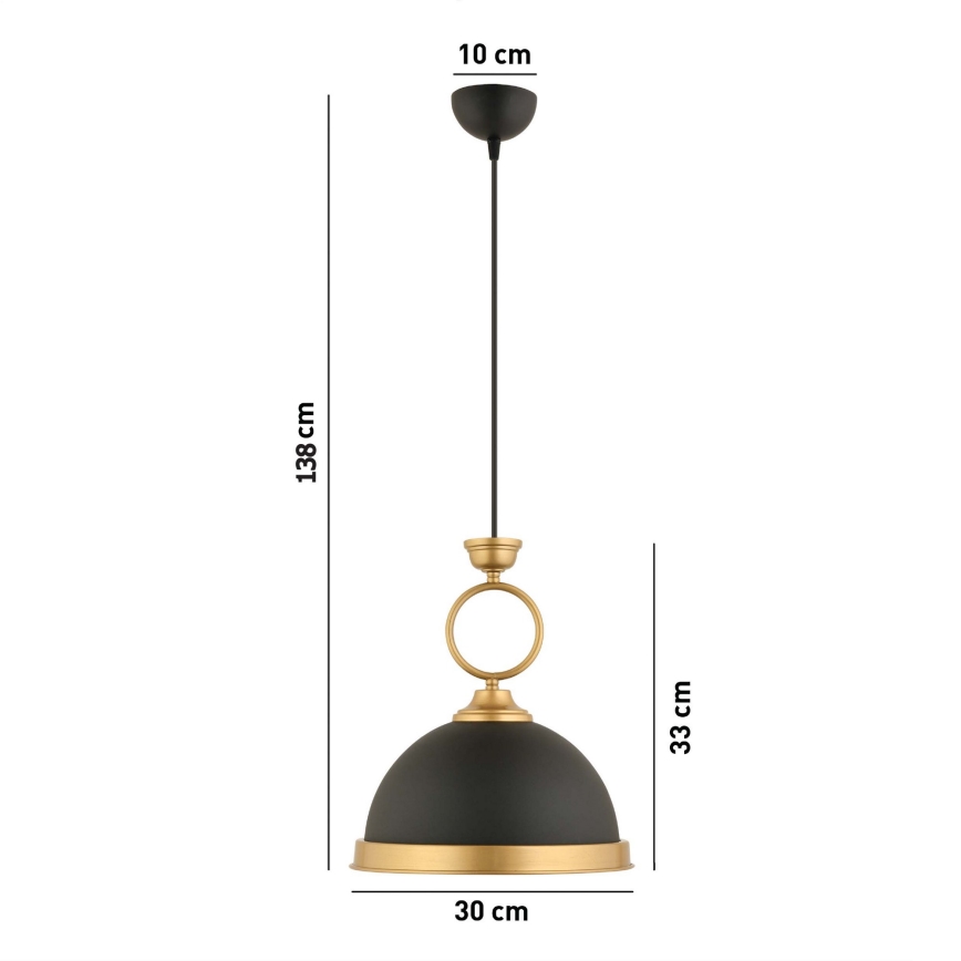 MONZA pendellampe 1xE27/40W/230V Ø 30 cm sort/bronze