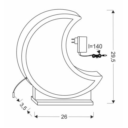 MOON LED/12W/230V gul LED bordlampe til børn