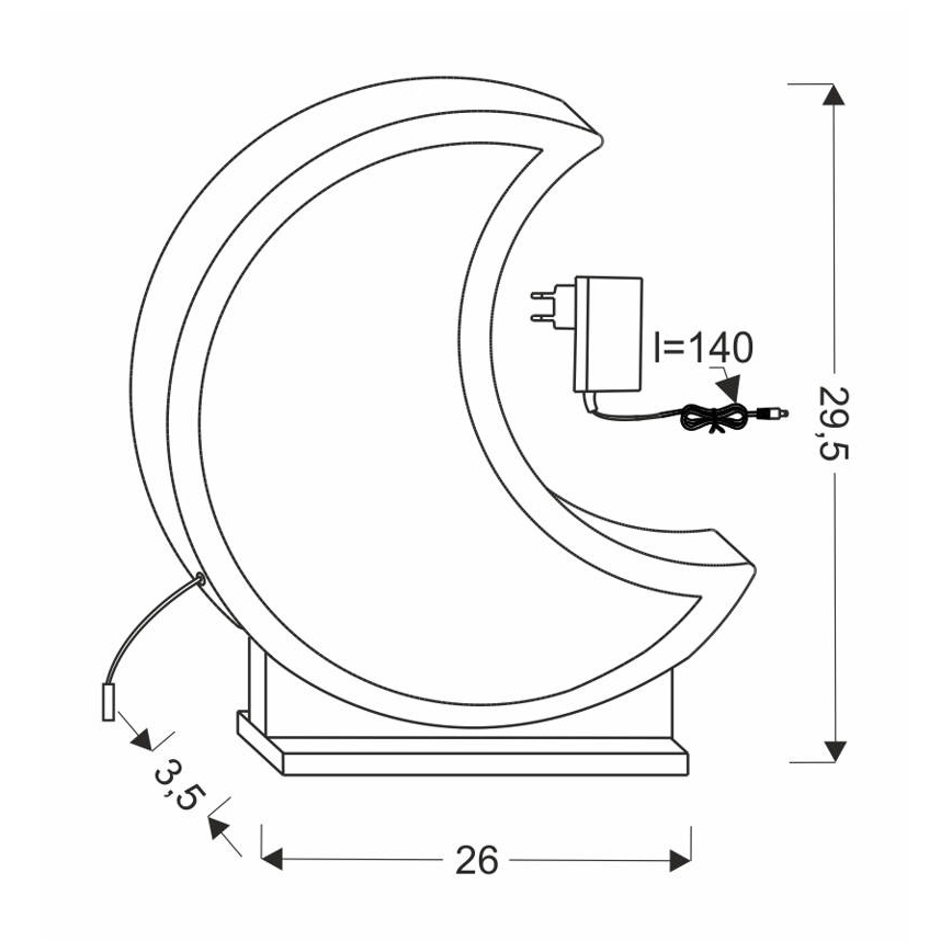 MOON LED/12W/230V gul LED bordlampe til børn