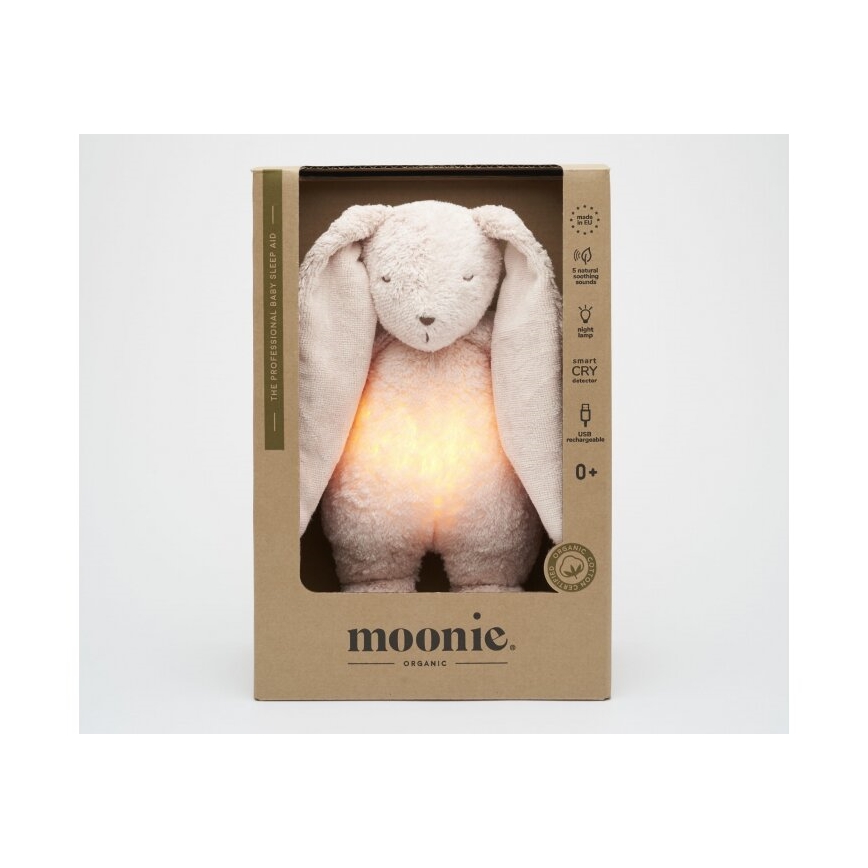 Moonie - Krammedyr med melodi og lys 2.0 kanin organic rose