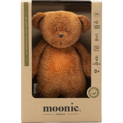 Moonie - Krammedyr med melodi og lys lille bjørn 2.0 organic caramel