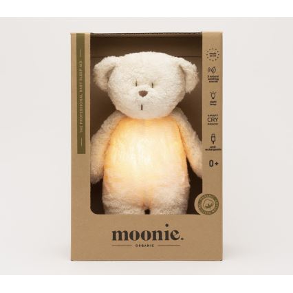 Moonie - Krammedyr med melodi og lys lille bjørn 2.0 organic polar