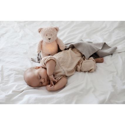 Moonie - Krammedyr med melodi og lys lille bjørn 2.0 organic rose