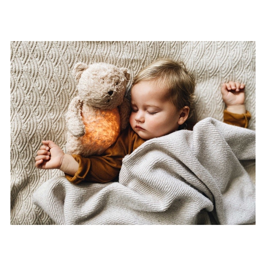 Moonie - Krammedyr med melodi og lys lille bjørn organic rose natur