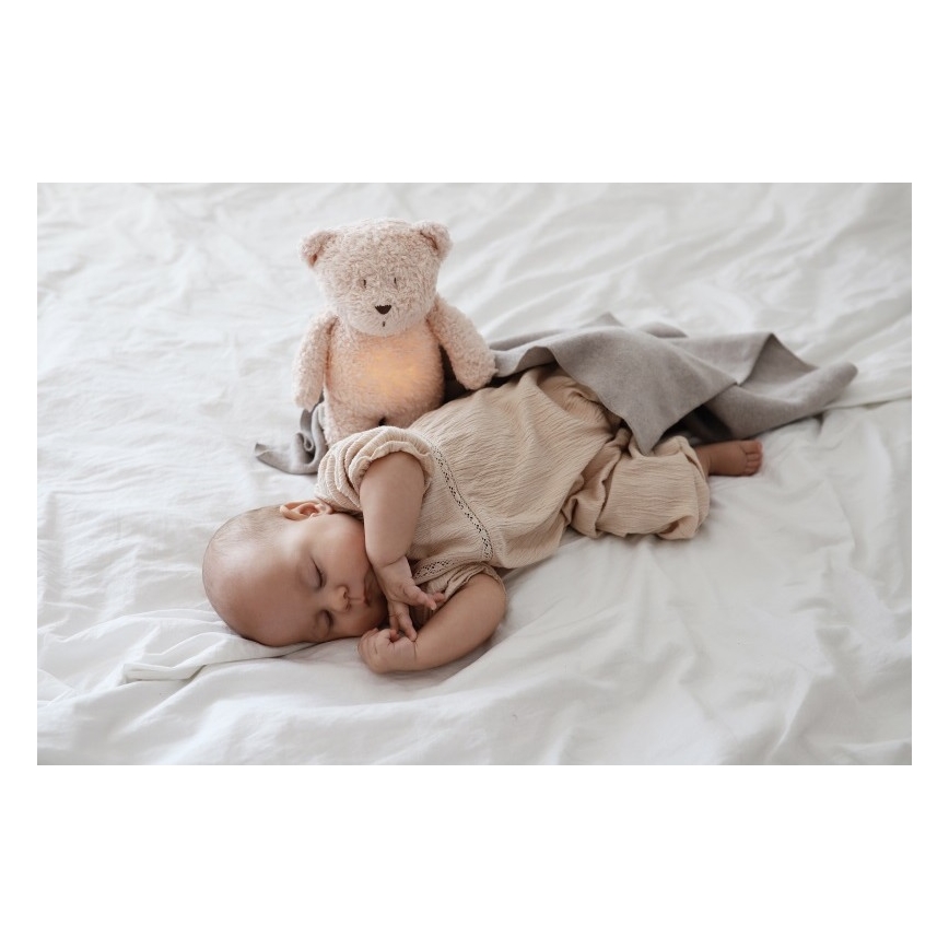 Moonie - Krammedyr med melodi og lys lille bjørn organic rose natur