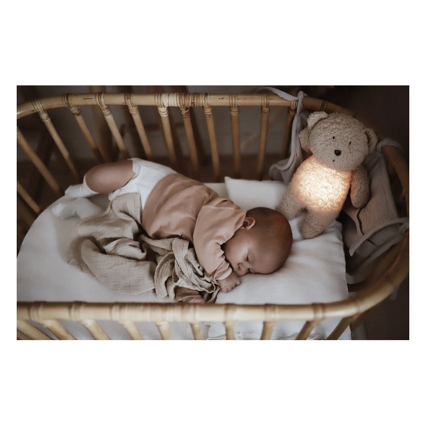 Moonie - Krammedyr med melodi og lys lille bjørn organic rose natur