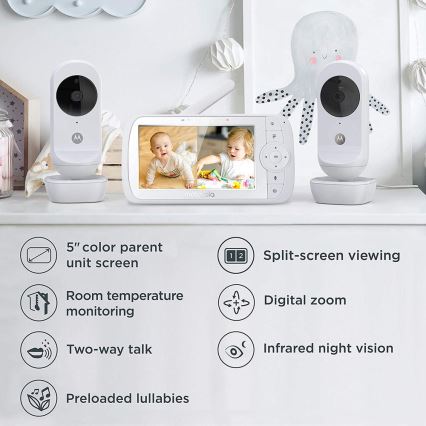 Motorola VM35-2 - Genopladelig babymonitor med 2 kameraer 2000 mAh