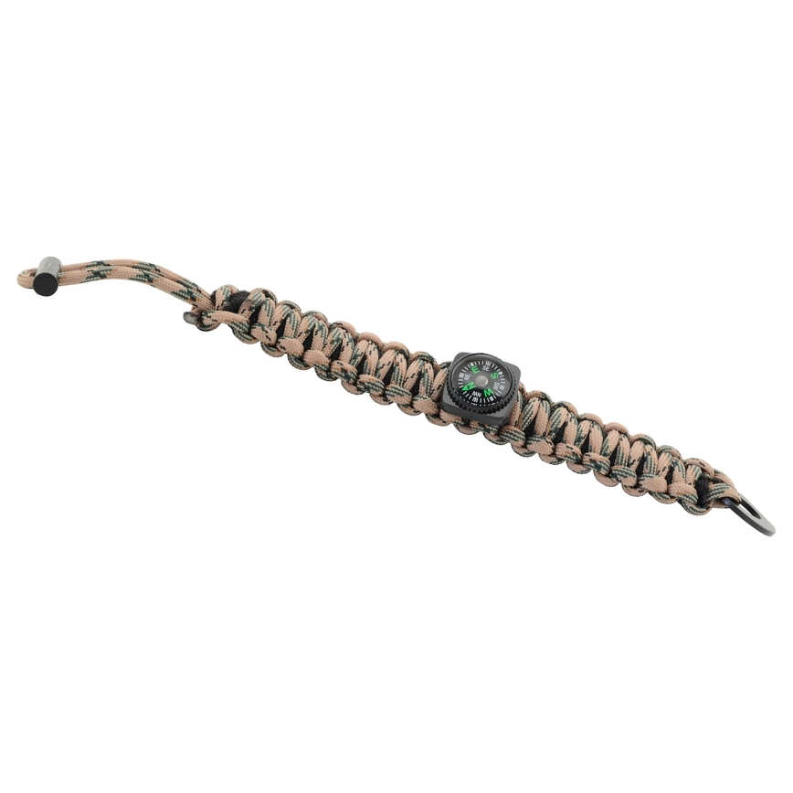 Multifunktionelt armbånd med kompas og tændstål beige
