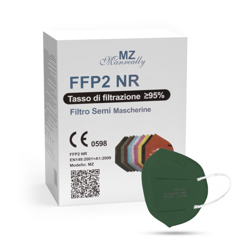 Mundbind FFP2 NR CE 0598 mørkegrøn 50 stk.