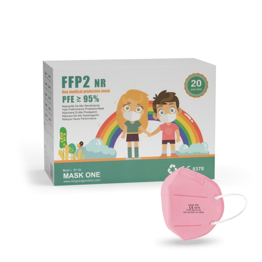 Mundbind i børnestørrelse FFP2 NR - CE 0370 pink 50 stk.