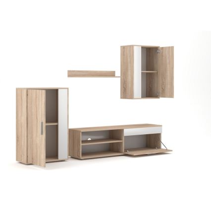 Møbelvæg BRICK, sonoma-eg/hvid