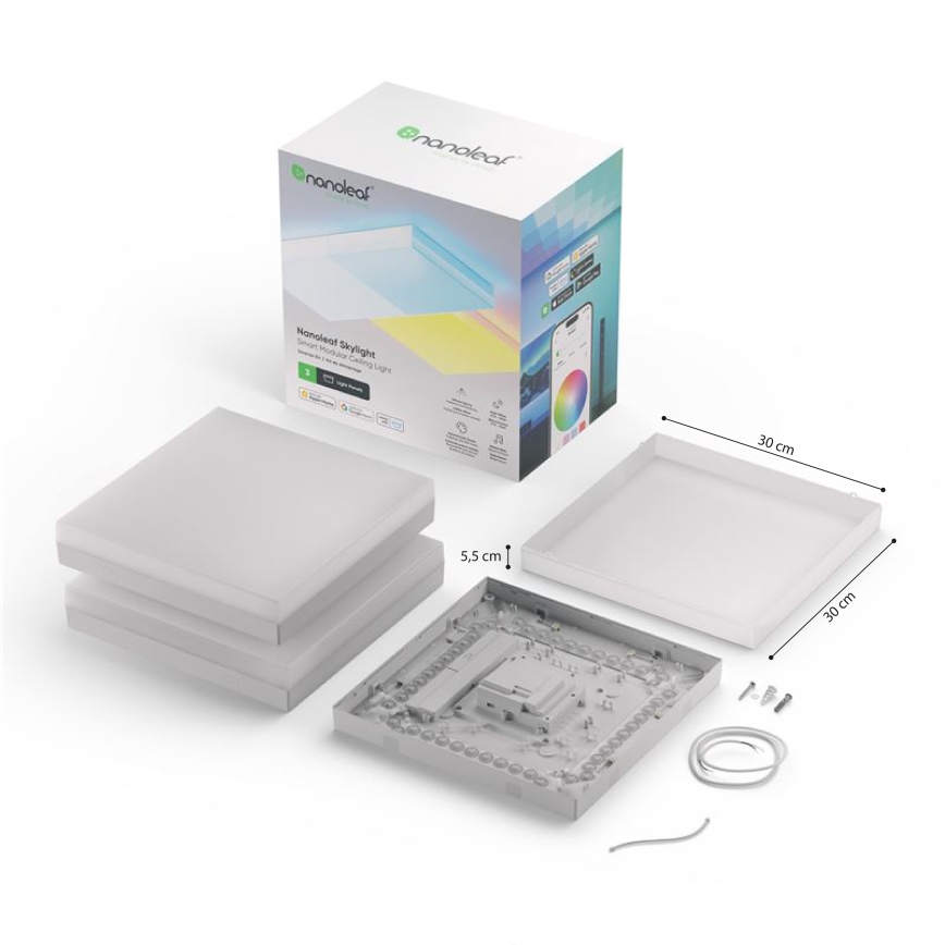 Nanoleaf - SÆT 3x Loftlampe m. RGBW-farver dæmpbar SKYLIGHT 1xLED/18W/230V + 2xLED/16W/230V 2700-6500K Wi-Fi