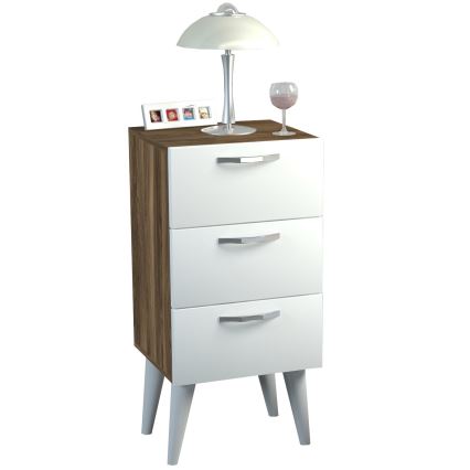 Natbord BELLINI 80x40 cm brun/hvid