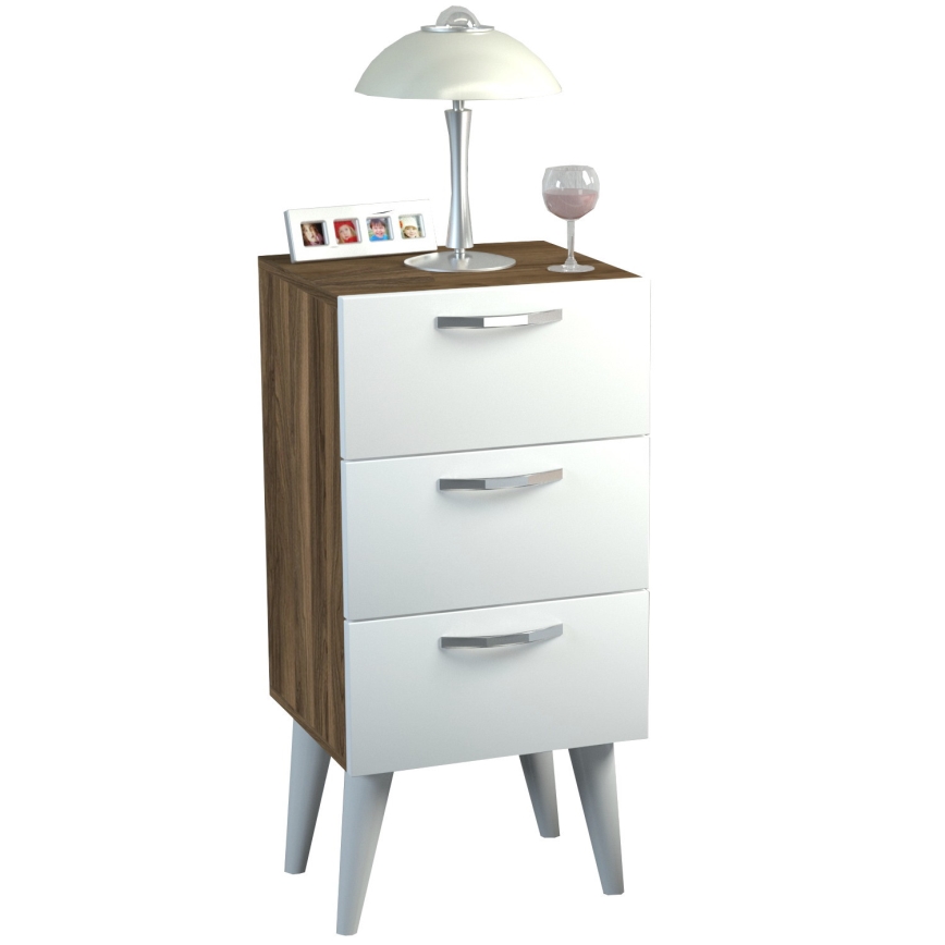 Natbord BELLINI 80x40 cm brun/hvid