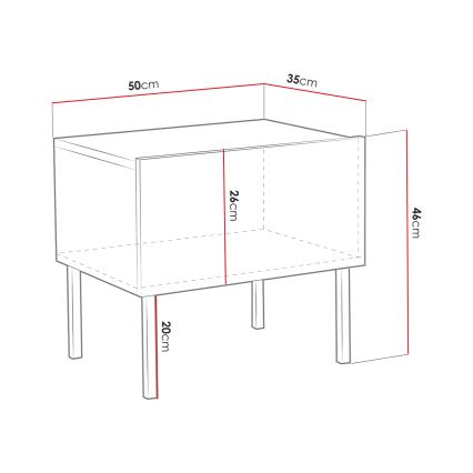 Natbord EXITO 46x50 cm hvid/guldfarvet