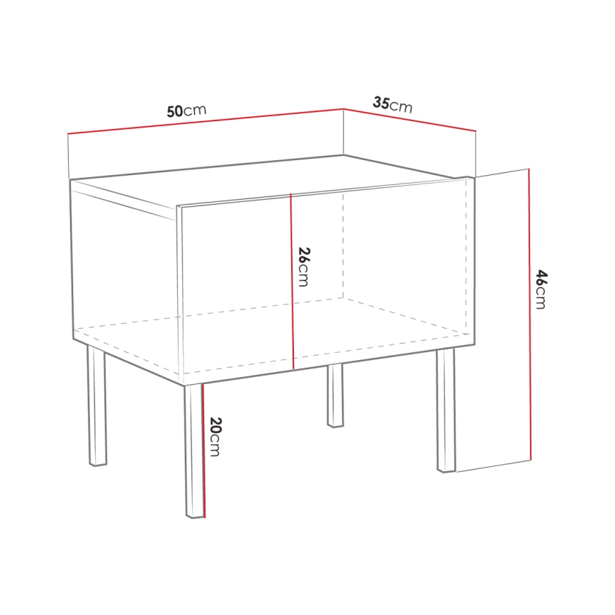 Natbord EXITO 46x50 cm hvid/guldfarvet