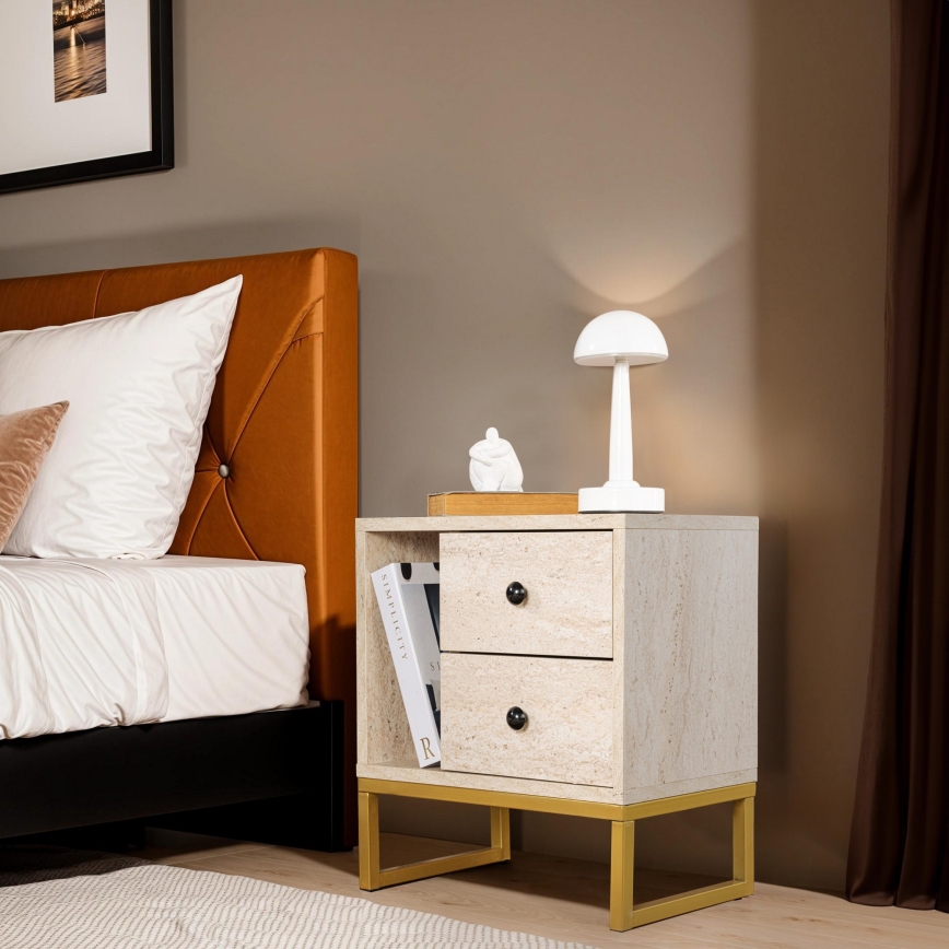 Natbord GLIMMER 50x45,2 cm beige/guldfarvet