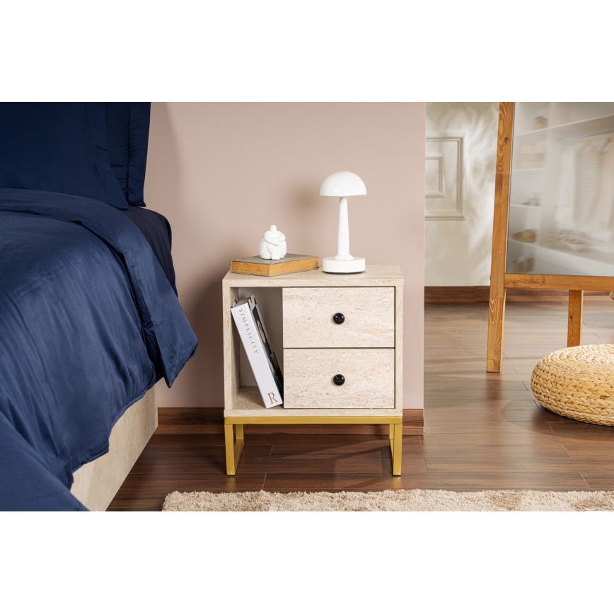 Natbord GLIMMER 50x45,2 cm beige/guldfarvet